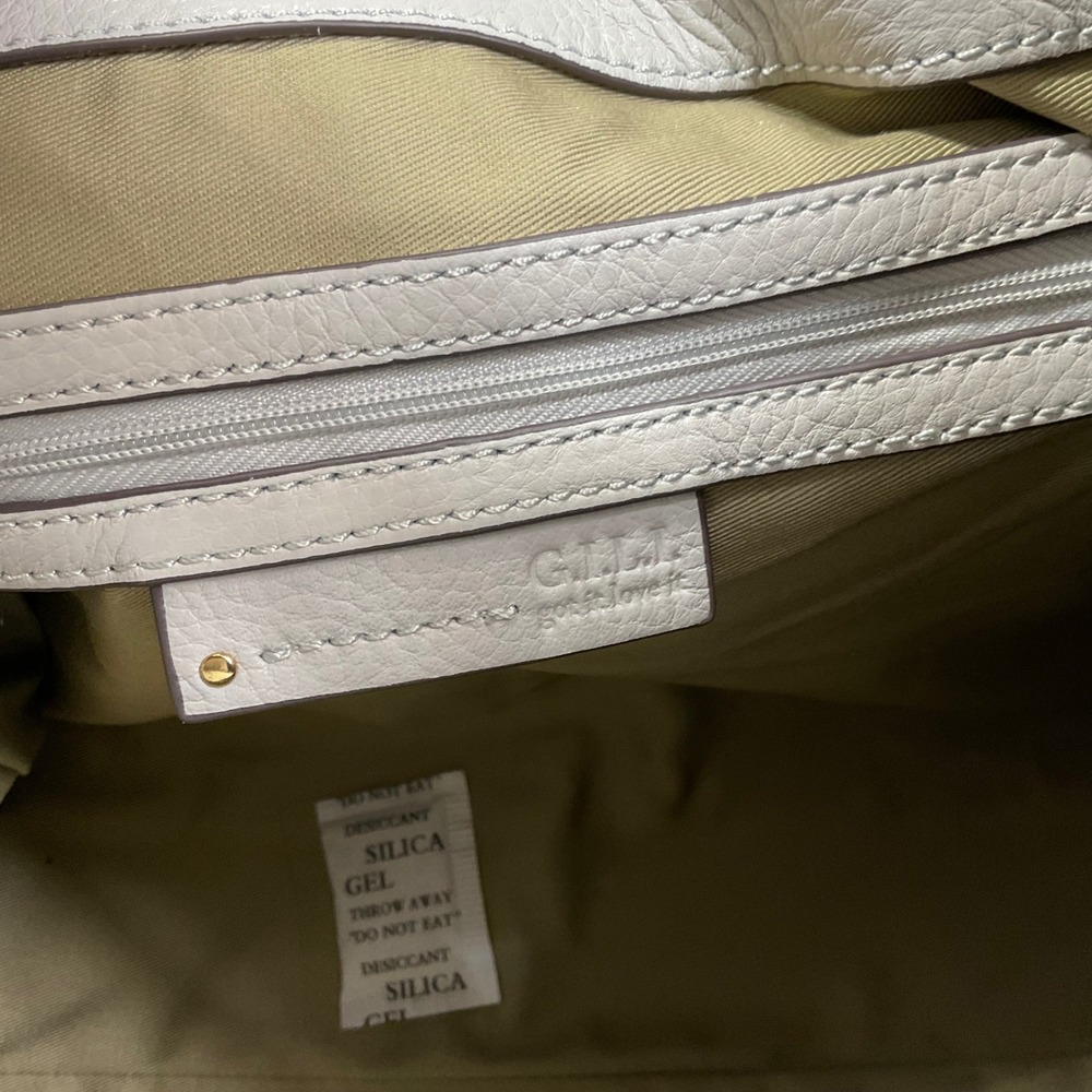 GILI Pebble Leather Hobo Bag Off-White Gold Hardware Adjustable Straps NEW - Picture 14 of 15